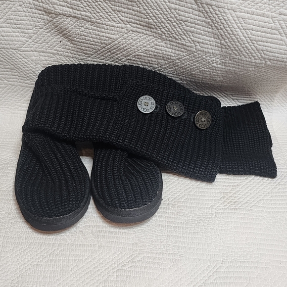 Ugg Black Classic Cardy Knit Boots Women's Size 7 - Picture 5 of 16